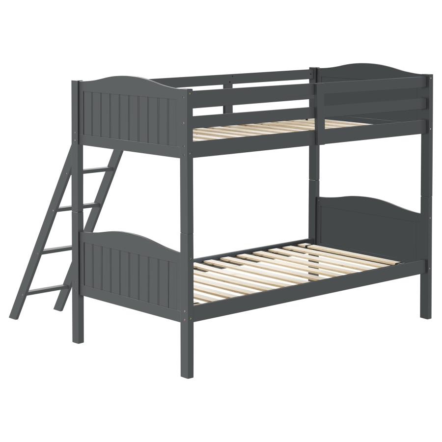 (image for) Arlo Wood Twin Over Twin Bunk Bed Grey