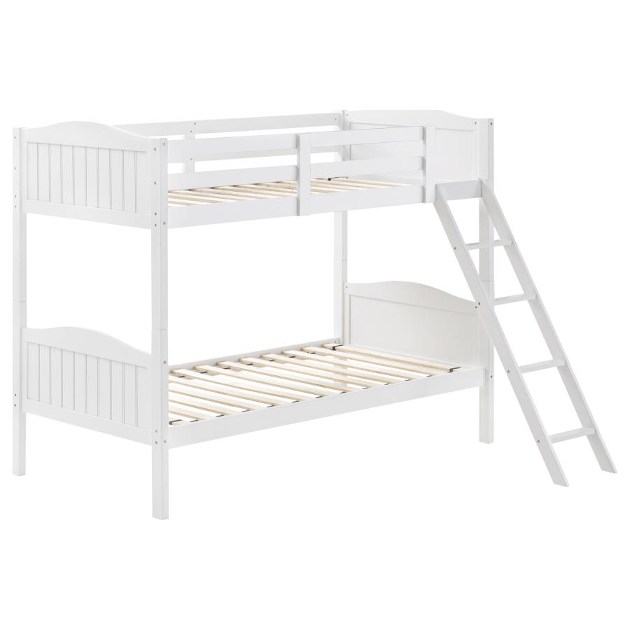 (image for) Arlo Wood Twin Over Twin Bunk Bed White - Click Image to Close