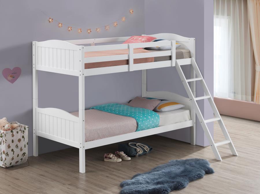 (image for) Arlo Wood Twin Over Twin Bunk Bed White