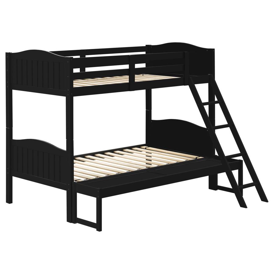 (image for) Arlo Wood Twin Over Full Bunk Bed Black - Click Image to Close