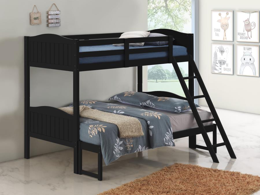 (image for) Arlo Wood Twin Over Full Bunk Bed Black