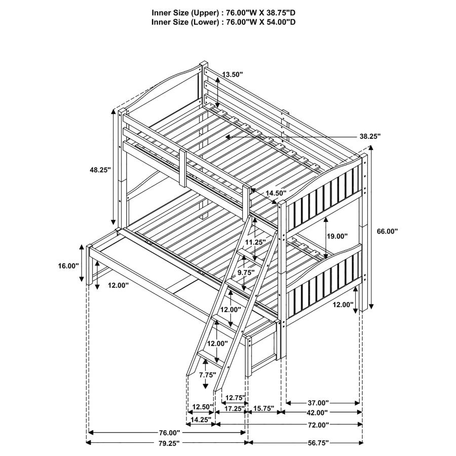 (image for) Arlo Wood Twin Over Full Bunk Bed Black