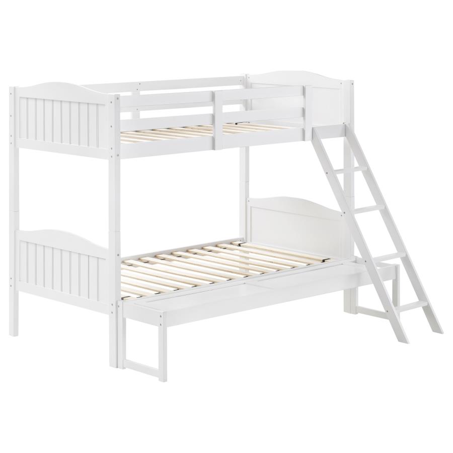 (image for) Arlo Wood Twin Over Full Bunk Bed White - Click Image to Close