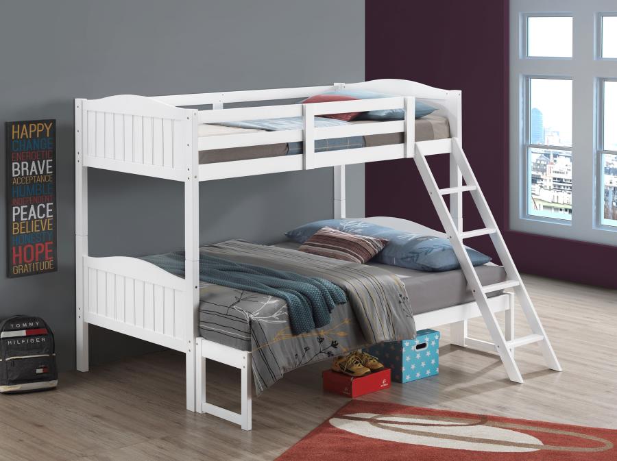 (image for) Arlo Wood Twin Over Full Bunk Bed White