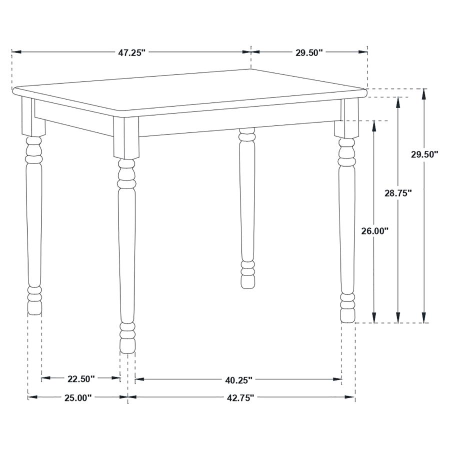 (image for) Taffee 5-piece Rectangular Windsor Dining Table Set White