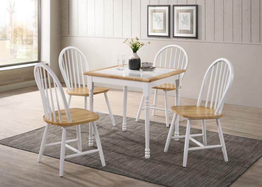 (image for) Carlene 5-piece Square Windsor Dining Table Set White