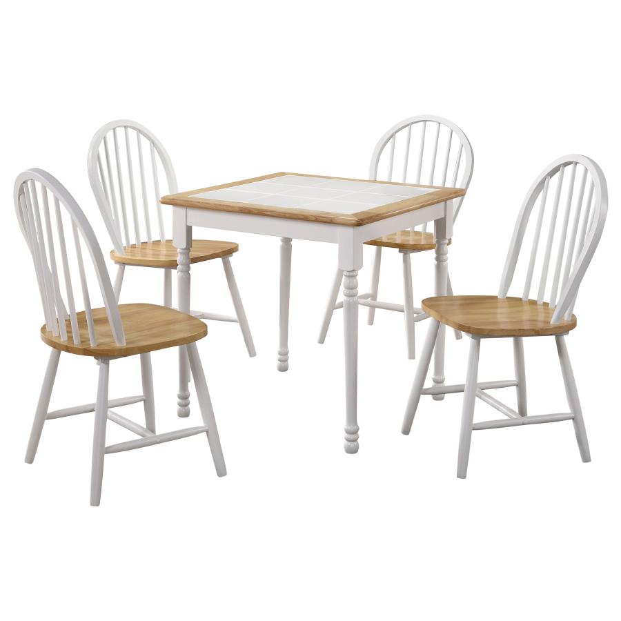 (image for) Carlene 5-piece Square Windsor Dining Table Set White