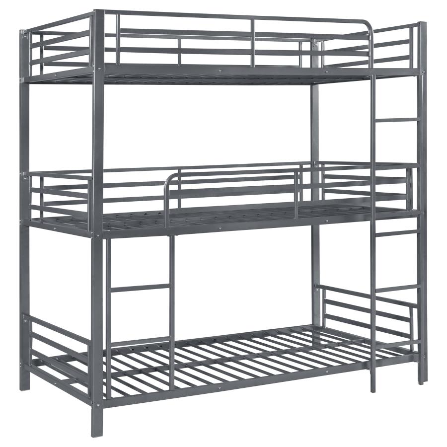 (image for) Maynard Metal Twin Triple Bunk Bed Gunmetal - Click Image to Close