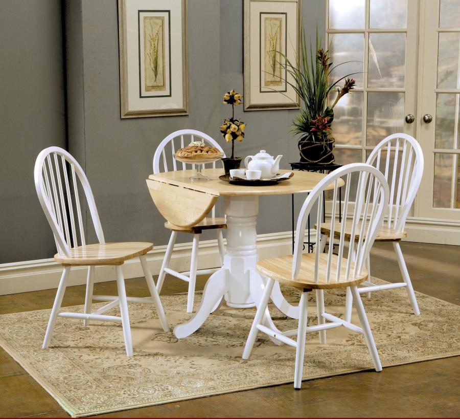 (image for) Allison 5-piece Round Drop Leaf Dining Table Set White