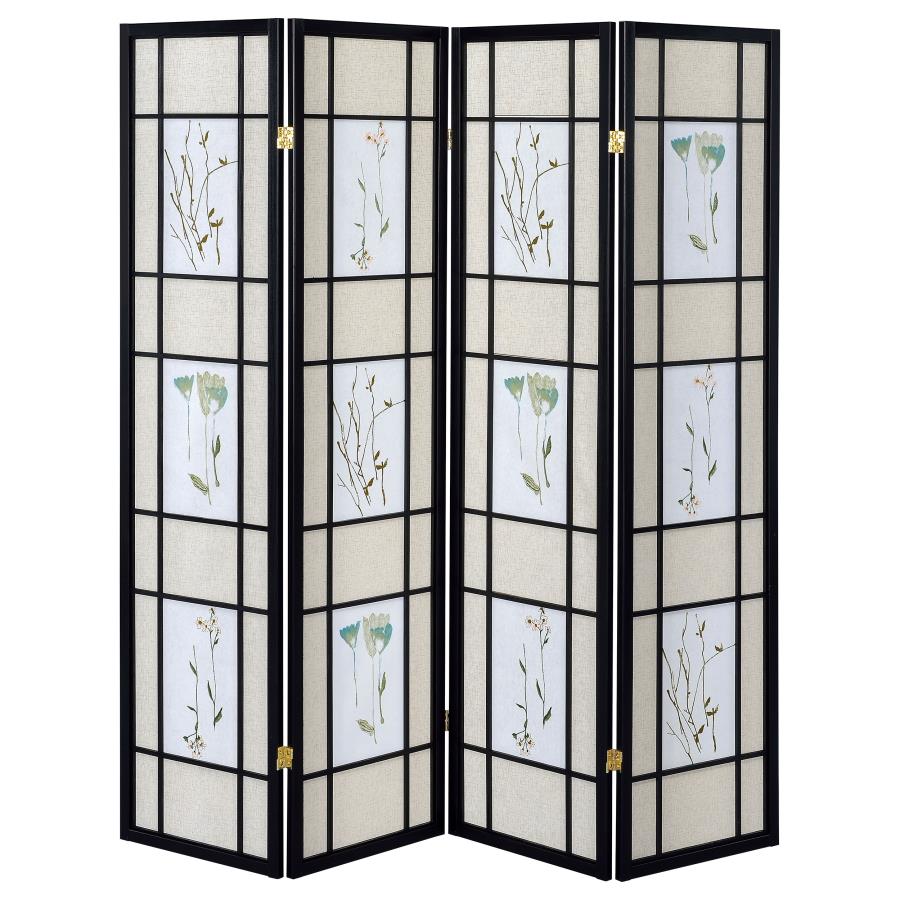 (image for) Catabella 4-Panel Room Divider Folding Shoji Screen Floral