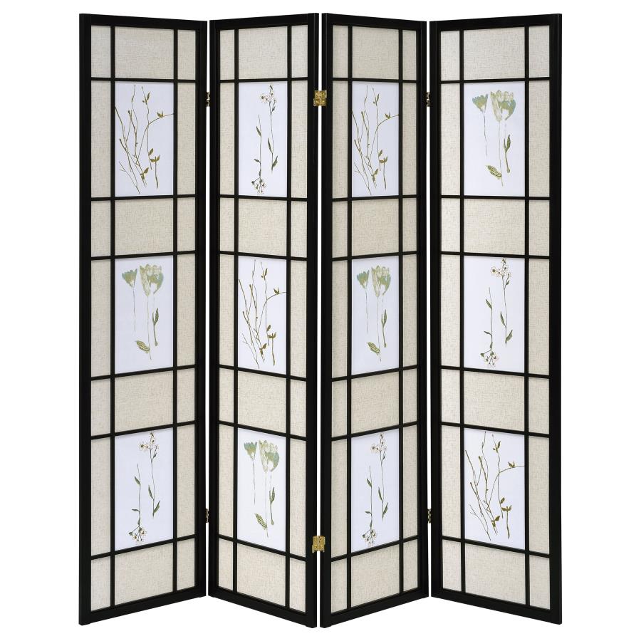 (image for) Catabella 4-Panel Room Divider Folding Shoji Screen Floral