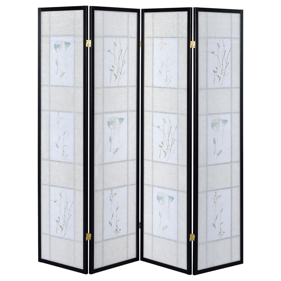 (image for) Catabella 4-Panel Room Divider Folding Shoji Screen Floral