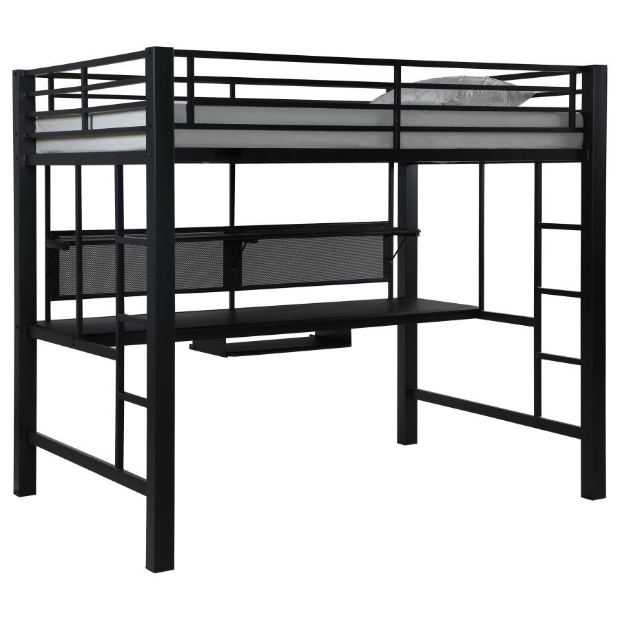 (image for) Avalon Full Workstation Loft Bed Black - Click Image to Close