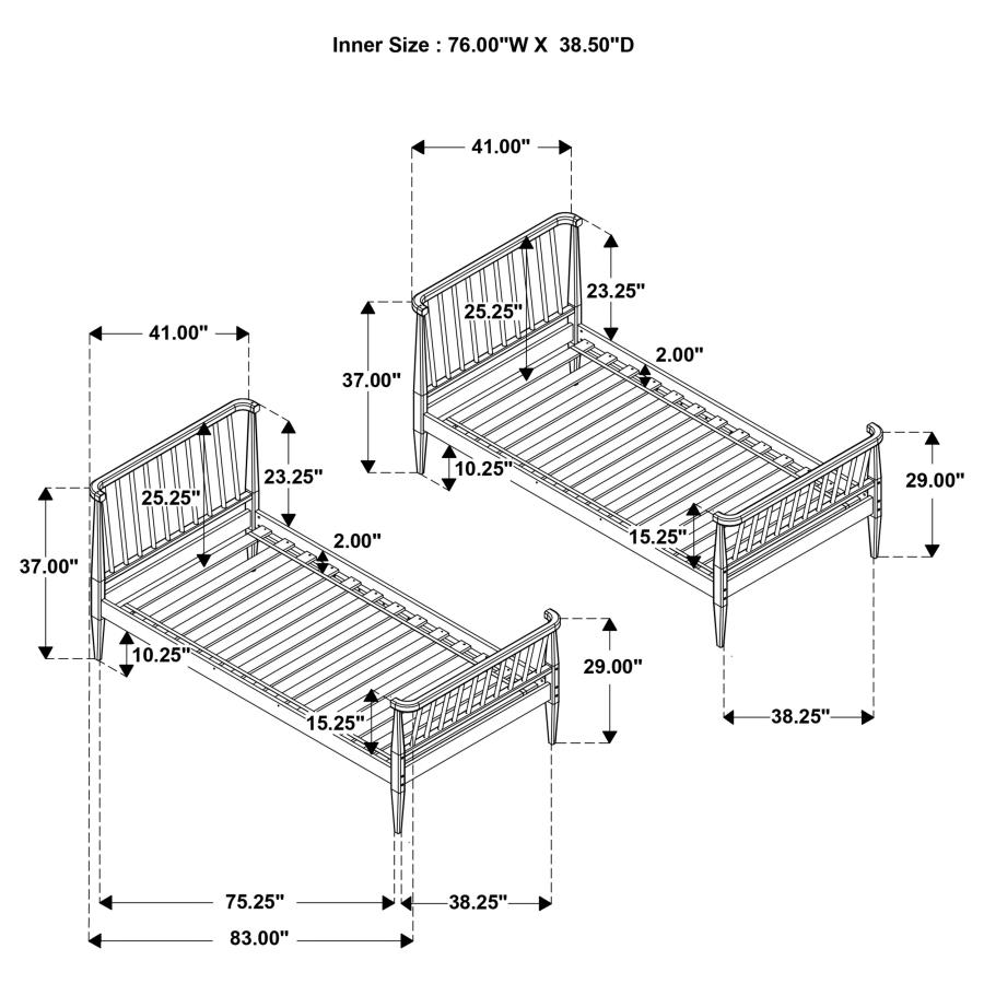 Modal Additional Images for Abram Windsor Twin Over Twin Wood Bunk Bed with Ladder Black