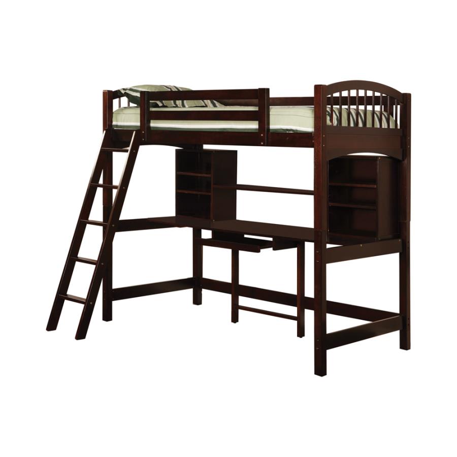 (image for) Perris Twin Workstation Loft Bed Cappuccino - Click Image to Close