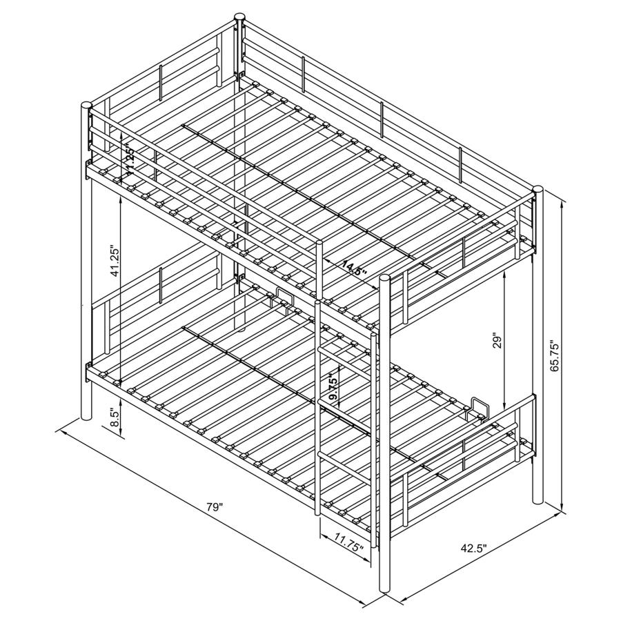 (image for) Hayward Metal Twin Over Twin Bunk Bed Silver