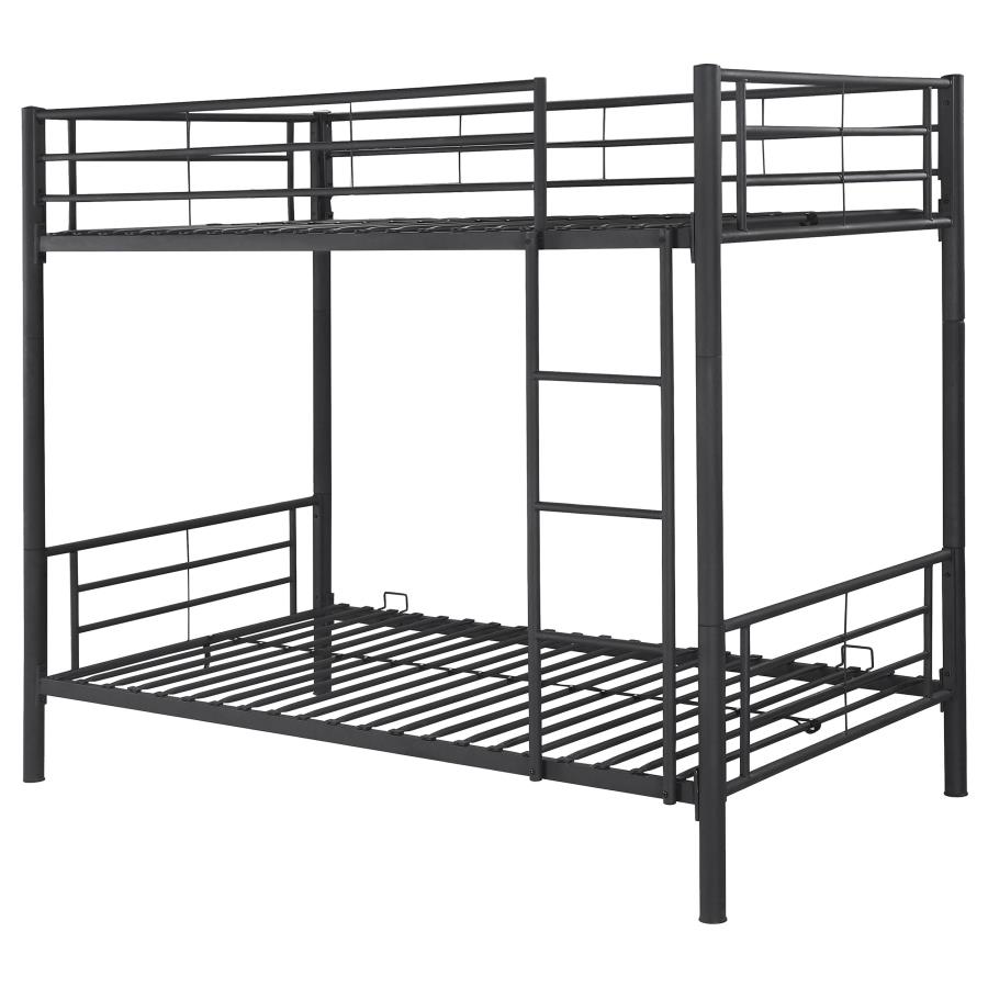 (image for) Hayward Metal Twin Over Twin Bunk Bed Black - Click Image to Close