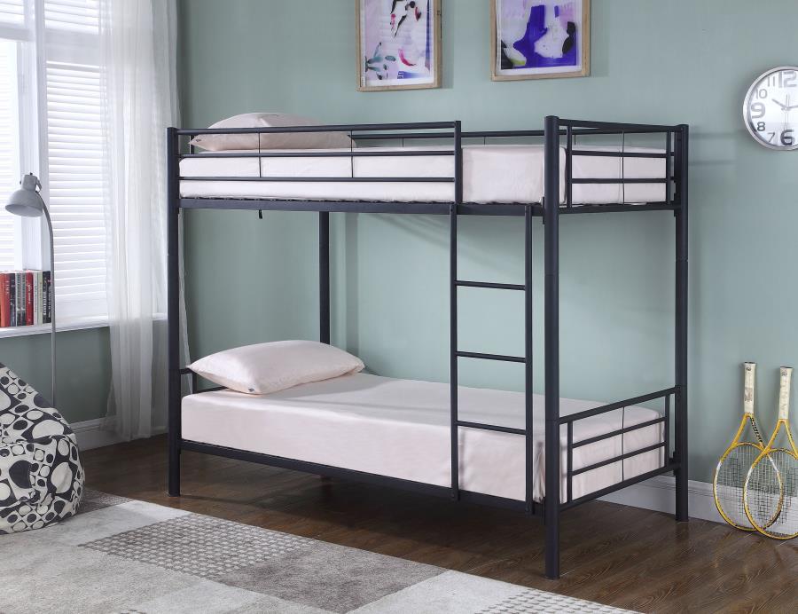 (image for) Hayward Metal Twin Over Twin Bunk Bed Black