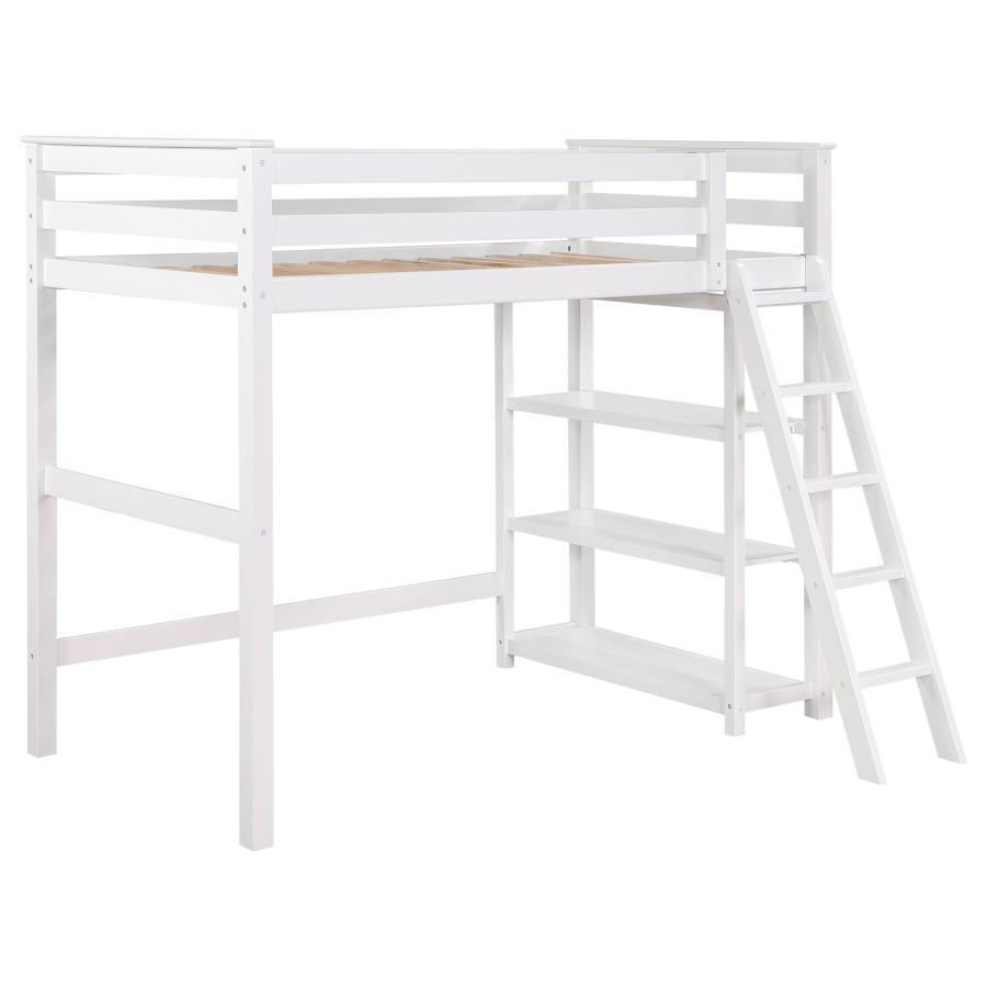 (image for) Anica 3-shelf Wood Twin Loft Bed White