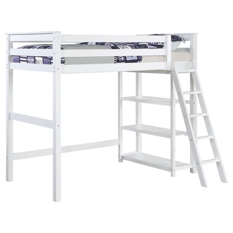 (image for) Anica 3-shelf Wood Twin Loft Bed White