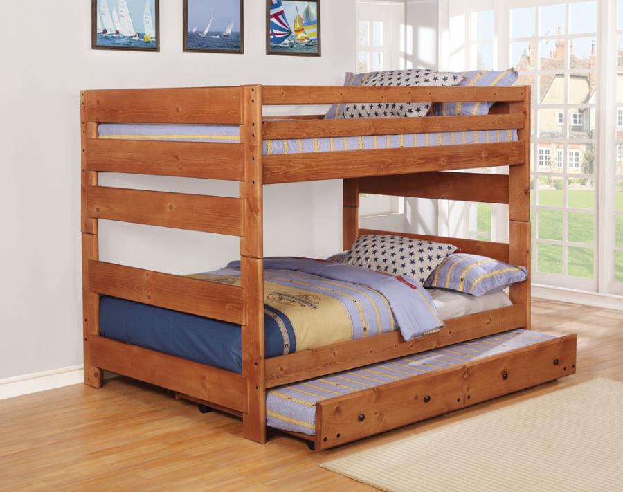 (image for) Wrangle Hill Wood Full Over Full Bunk Bed Amber Wash