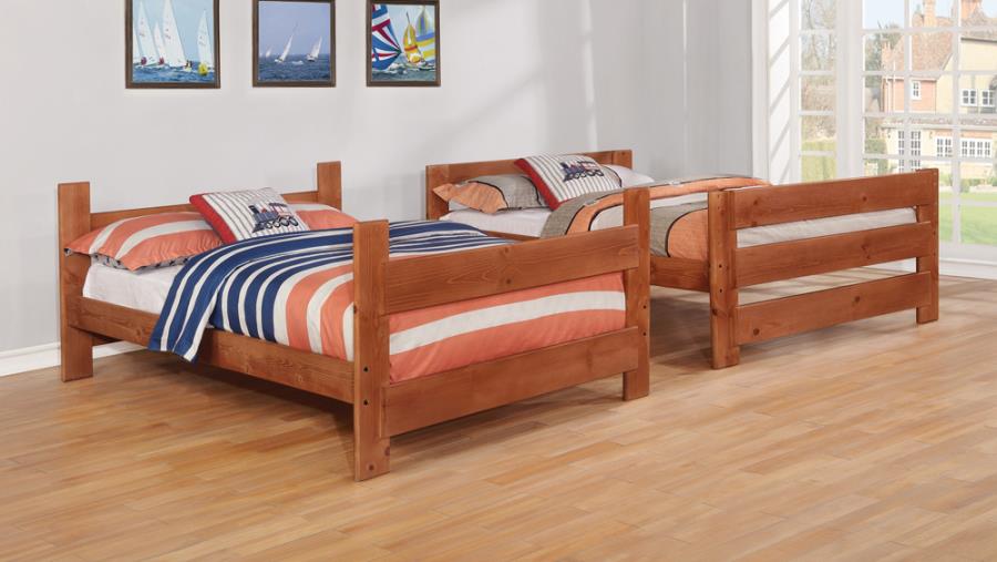 (image for) Wrangle Hill Wood Full Over Full Bunk Bed Amber Wash