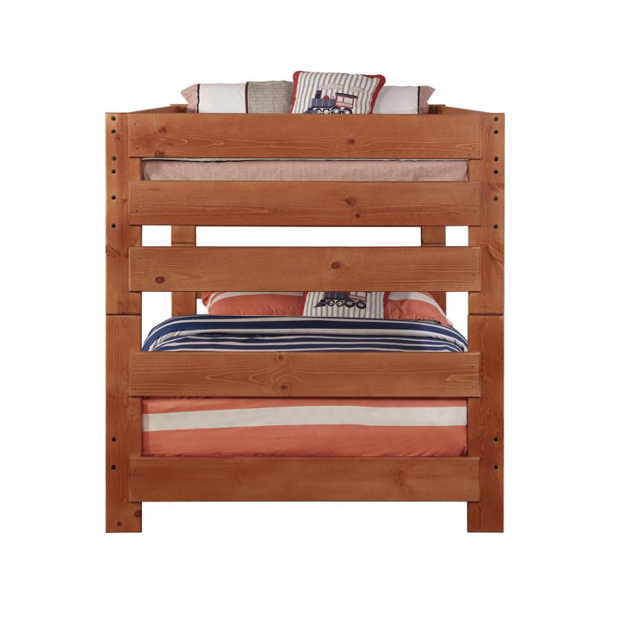 (image for) Wrangle Hill Wood Full Over Full Bunk Bed Amber Wash