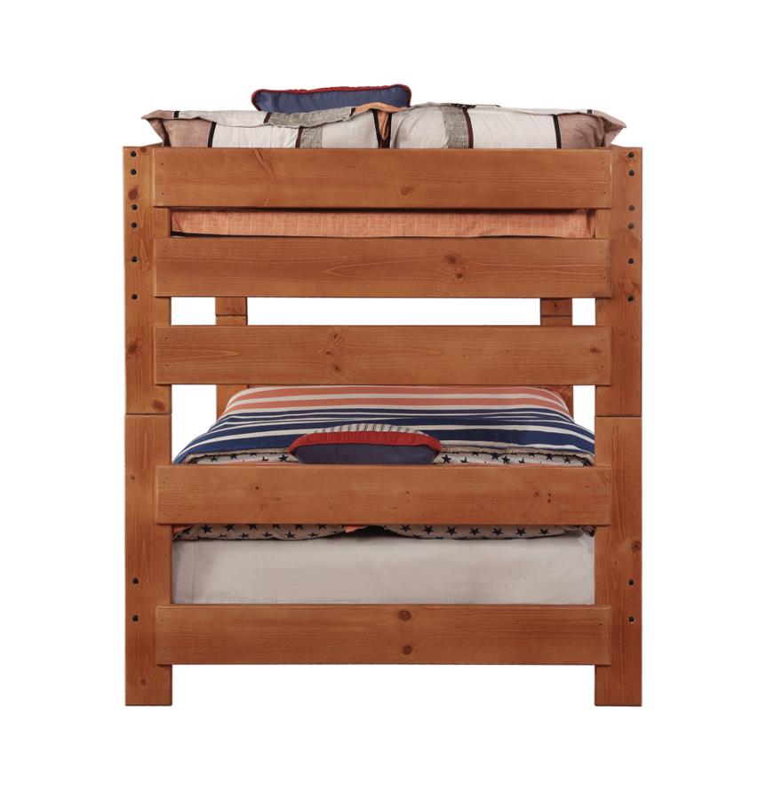 (image for) Wrangle Hill Wood Full Over Full Bunk Bed Amber Wash