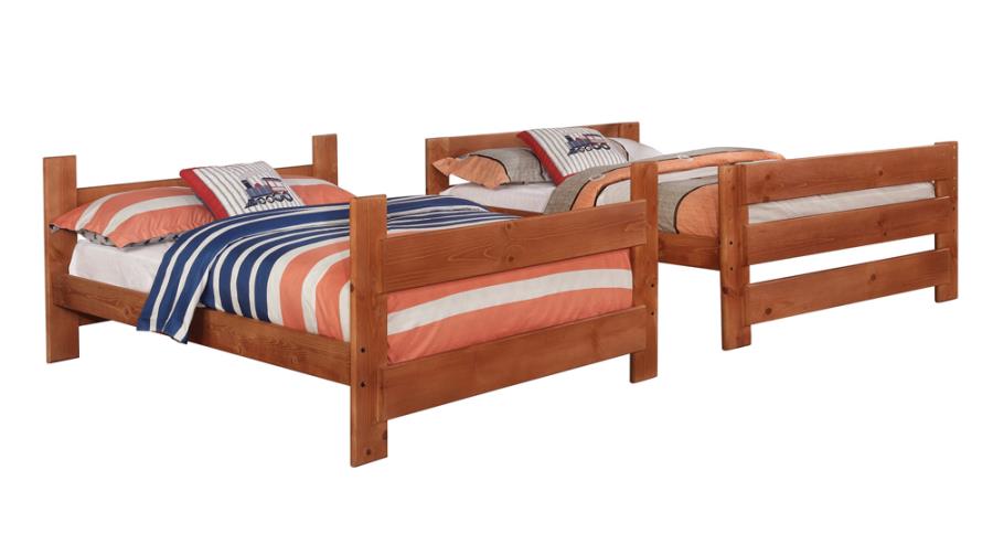 (image for) Wrangle Hill Wood Full Over Full Bunk Bed Amber Wash