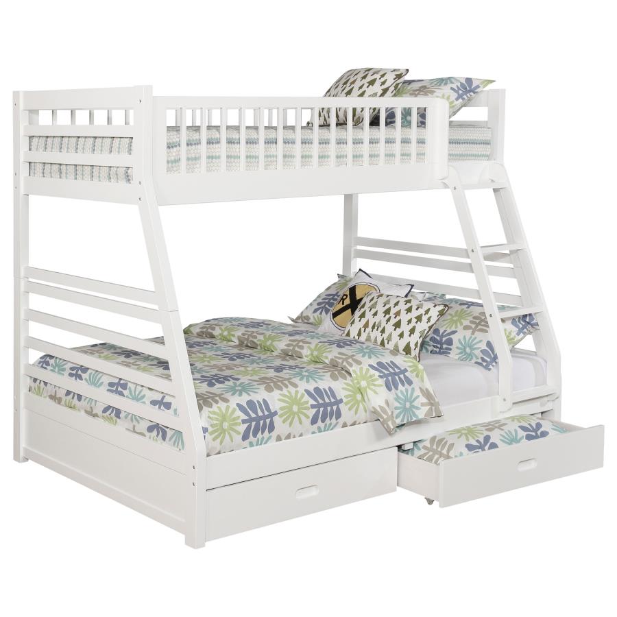 (image for) Ashton 2-drawer Wood Twin Over Full Bunk Bed White