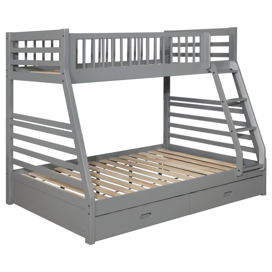 (image for) Ashton 2-drawer Wood Twin Over Full Bunk Bed Grey