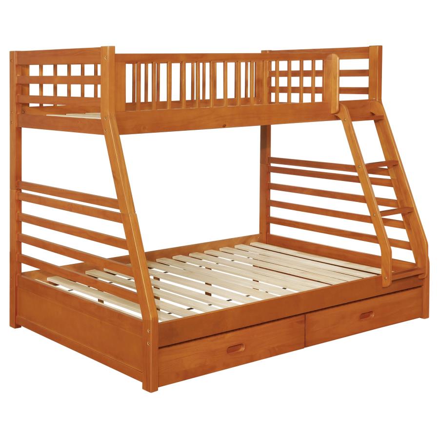 (image for) Ashton 2-drawer Wood Twin Over Full Bunk Bed Honey