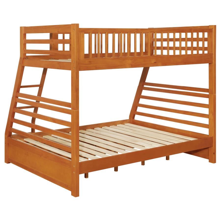 (image for) Ashton 2-drawer Wood Twin Over Full Bunk Bed Honey