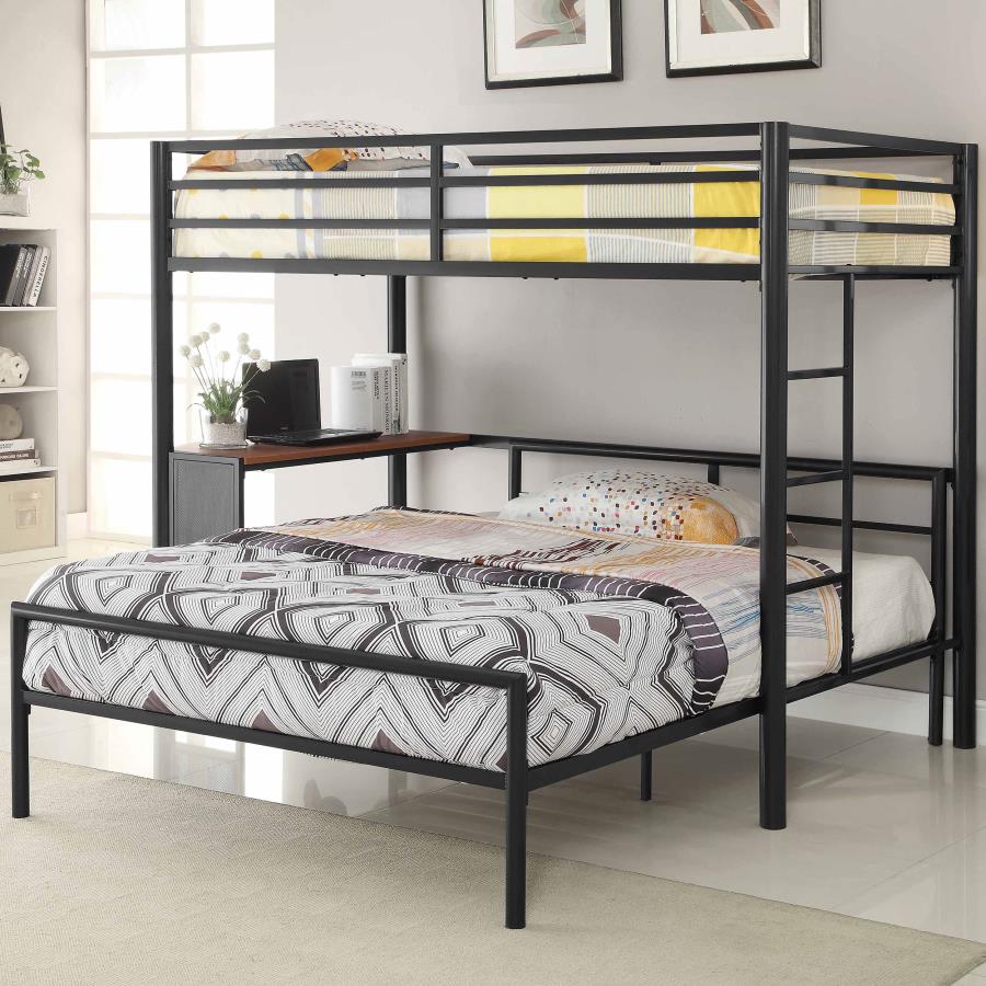 (image for) Fisher Twin Over Full Workstation Loft Bed Set Gunmetal - Click Image to Close