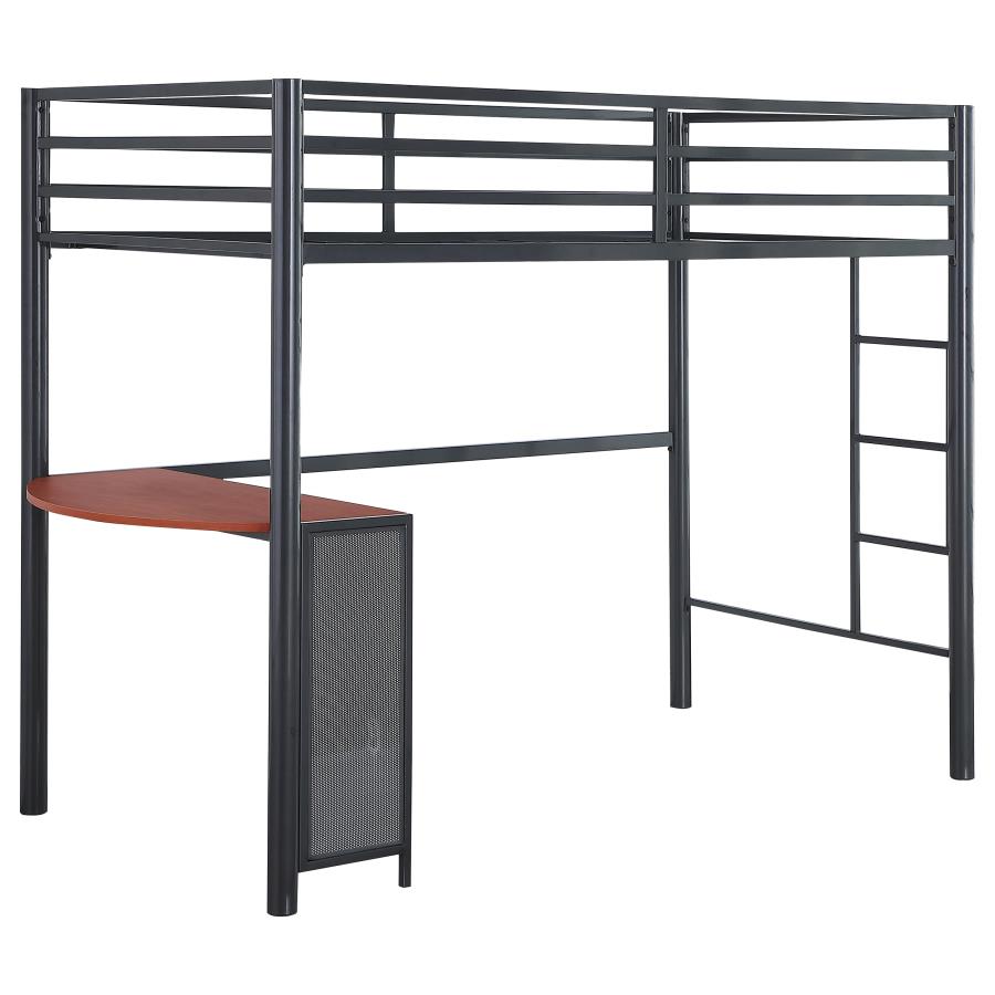 (image for) Fisher Twin Workstation Loft Bed Gunmetal - Click Image to Close