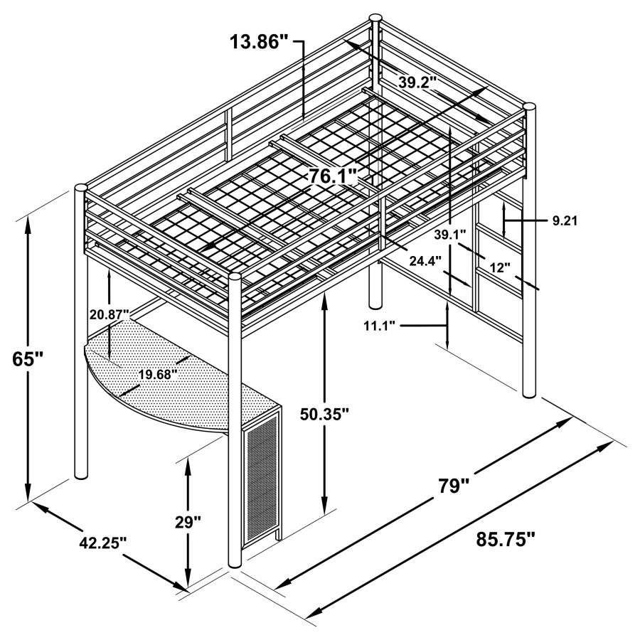 (image for) Fisher Twin Workstation Loft Bed Gunmetal