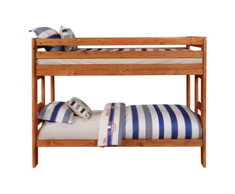 (image for) Wrangle Hill Wood Twin Over Twin Bunk Bed Amber Wash