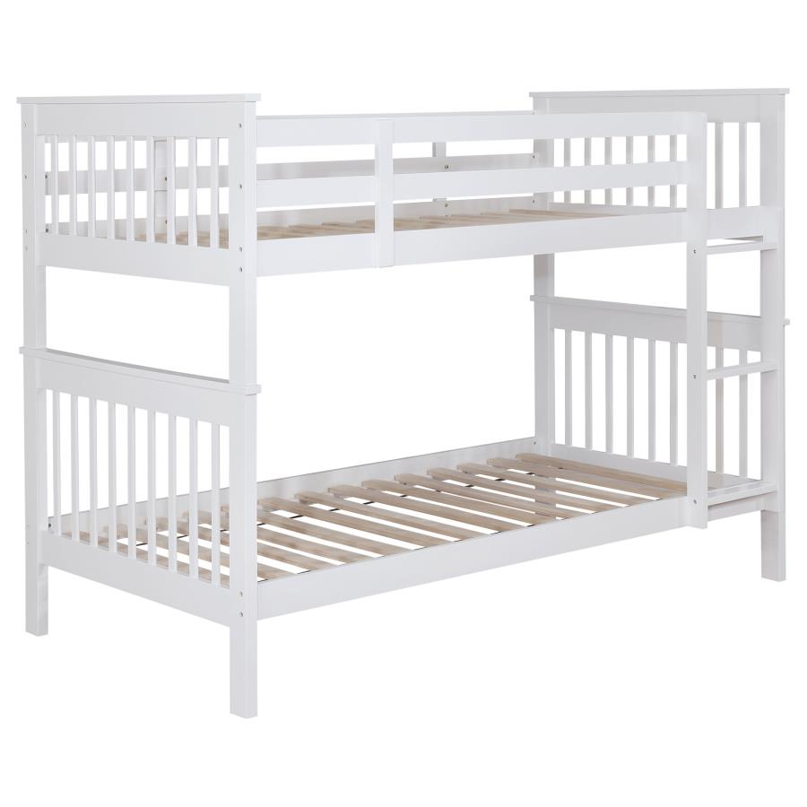 (image for) Chapman Wood Twin Over Twin Bunk Bed White - Click Image to Close