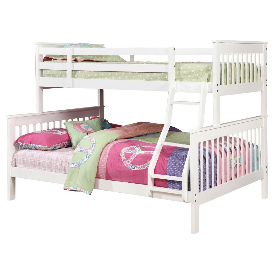 (image for) Chapman Wood Twin Over Full Bunk Bed White - Click Image to Close