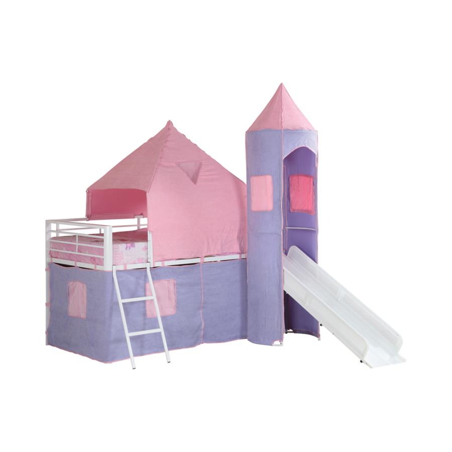 (image for) Princess Castle Twin Tent Loft Bed Pink and Perwinkle - Click Image to Close