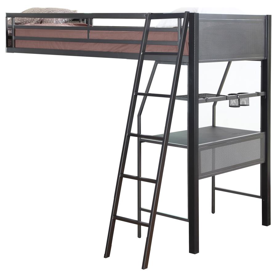 (image for) Meyers Metal Twin Over Twin Bunk Bed with Twin Loft Black