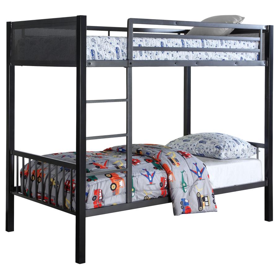 (image for) Meyers Metal Twin Over Twin Bunk Bed Black - Click Image to Close