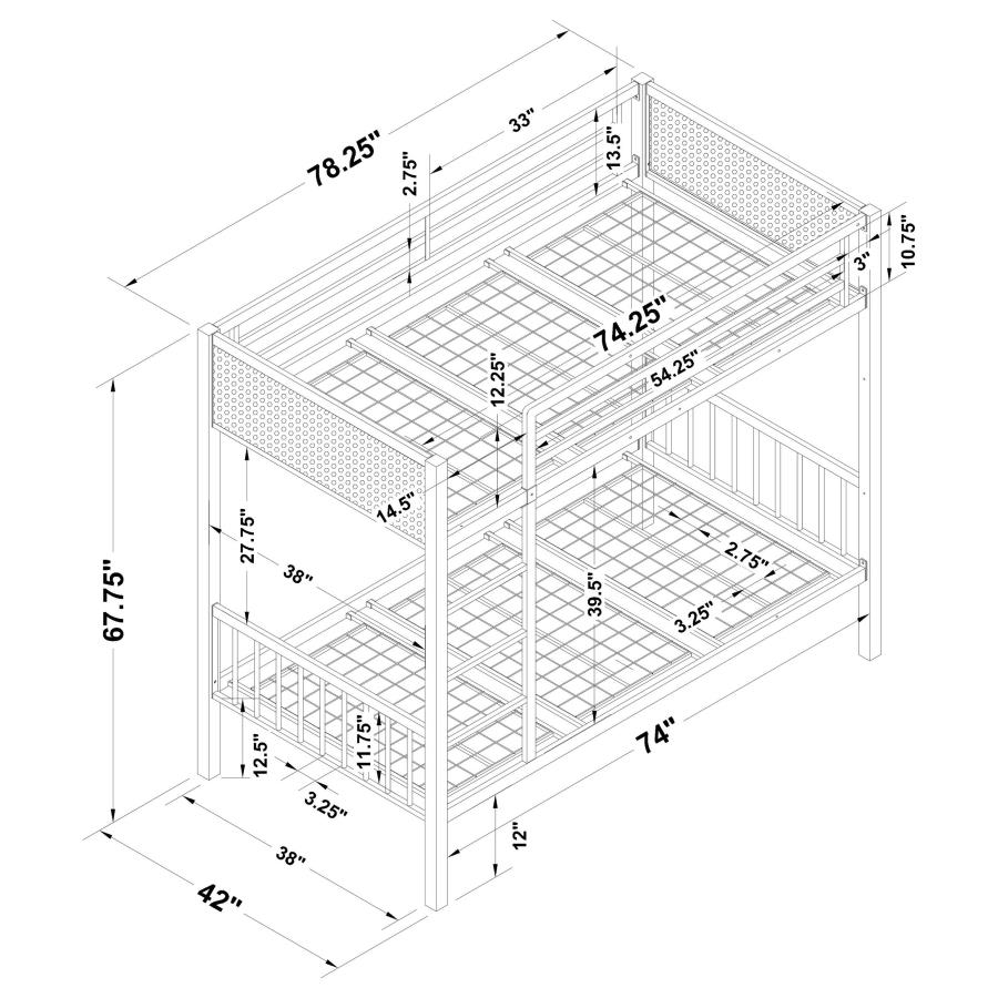 (image for) Meyers Metal Twin Over Twin Bunk Bed Black