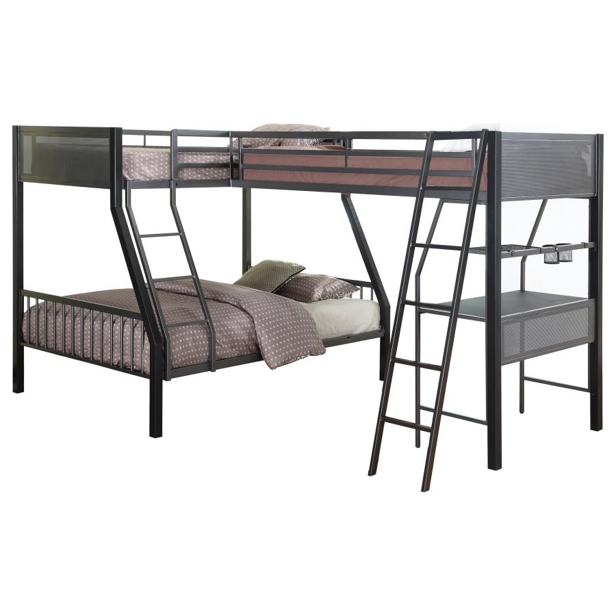 (image for) Meyers Metal Twin Over Full Bunk Bed with Twin Loft Black