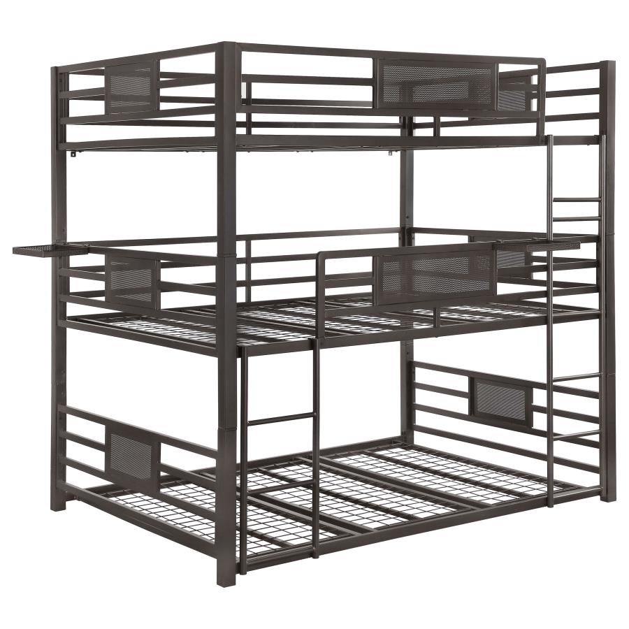 (image for) Rogen Metal Full Triple Bunk Bed Dark Bronze - Click Image to Close