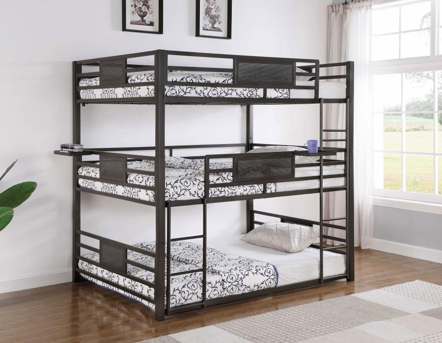 (image for) Rogen Metal Full Triple Bunk Bed Dark Bronze