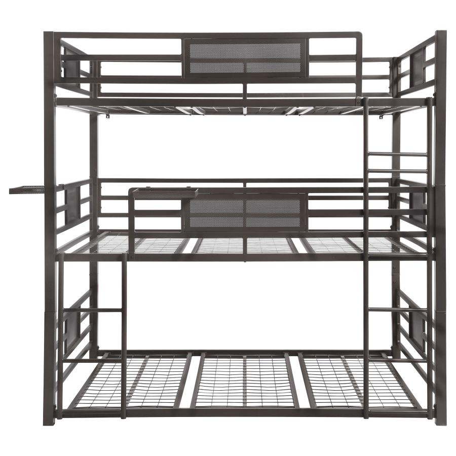 (image for) Rogen Metal Full Triple Bunk Bed Dark Bronze