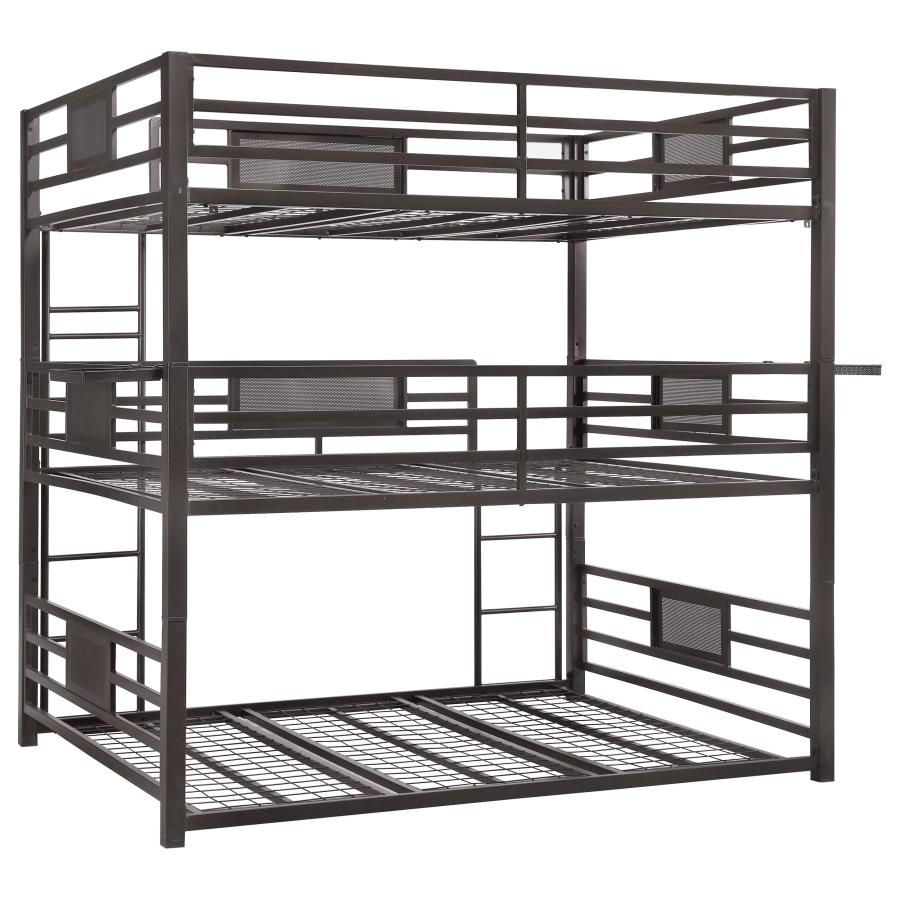 (image for) Rogen Metal Full Triple Bunk Bed Dark Bronze