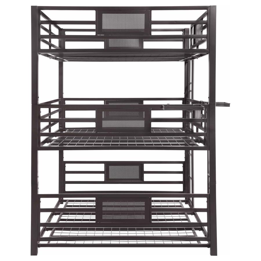 (image for) Rogen Metal Full Triple Bunk Bed Dark Bronze