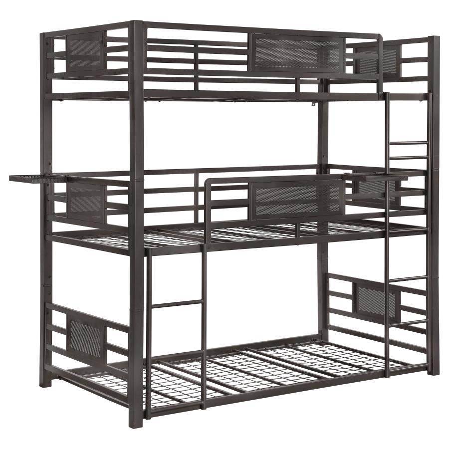 (image for) Rogen Metal Twin Triple Bunk Bed Dark Bronze - Click Image to Close